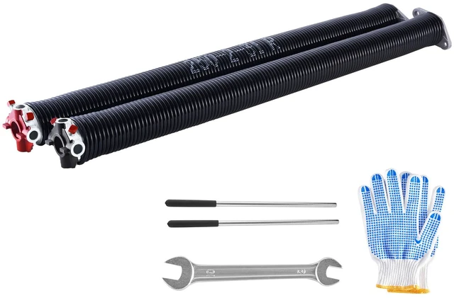 Alt view image 9 of 9 - Garage Door Torsion Springs, Pair of 0.25 x 2 x 31 in, 16000 Cycles, Electrophoresis Black Coated for Replacement, Garage Door Springs with Non-Slip Winding Bars, Gloves and Mounting Wrench