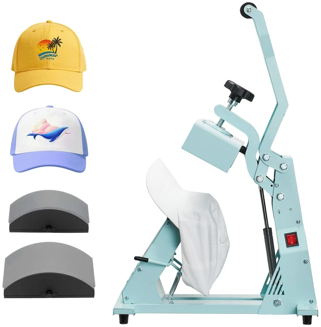 Alt view image 9 of 9 - Hat Heat Press Machine, with 2pcs Interchangeable Platens, Precise Temperature and Time Control, Hat Press for HTV Iron On and Sublimation Projects, for Caps, Headbands, Cuffs, Face Masks, Green