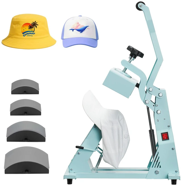 Alt view image 9 of 9 - Hat Heat Press Machine, with 4pcs Interchangeable Platens, Precise Temperature and Time Control, Hat Press for HTV Iron On and Sublimation Projects, for Caps, Headbands, Cuffs, Face Masks, Green