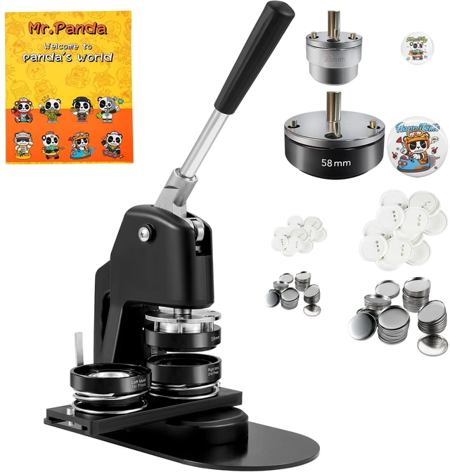 Alt view image 16 of 16 - Button Maker Machine, Multiple Sizes 1+2.25 Inch Badge Punch Press Kit, Children DIY Gifts Pin Maker, Button Making Supplies with 500pcs Button Parts & Circle Cutter & Magic Book
