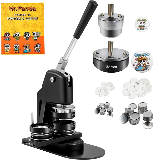 Alt view image 8 of 8 - Button Maker Machine, Multiple Sizes 1.25+2.25 Inch Badge Punch Press Kit, Children DIY Gifts Pin Maker, Button Making Supplies with 500pcs Button Parts & Circle Cutter & Magic Book