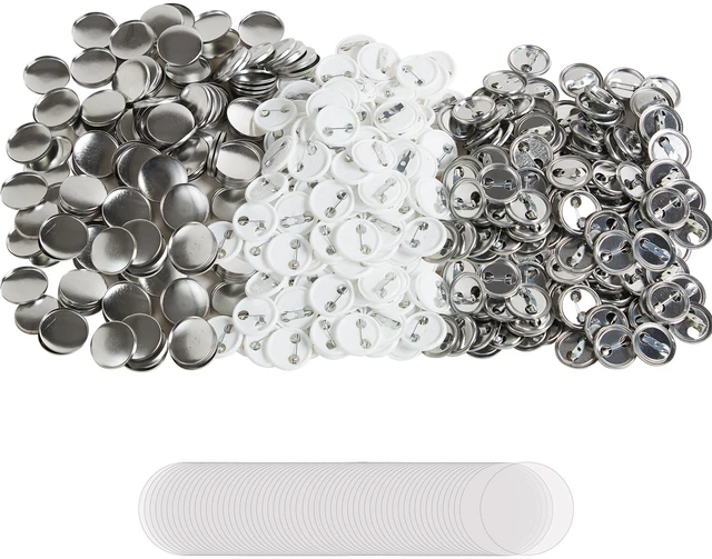 Alt view image 12 of 12 - 500 Sets 1 inch 25mm Pin Back Button Parts, DIY Round Button Badge Parts, Set Includes Metal Top, Plastic/Metal Button, Clear Film, and Blank Paper For Gifts Presents, Machine NOT Included