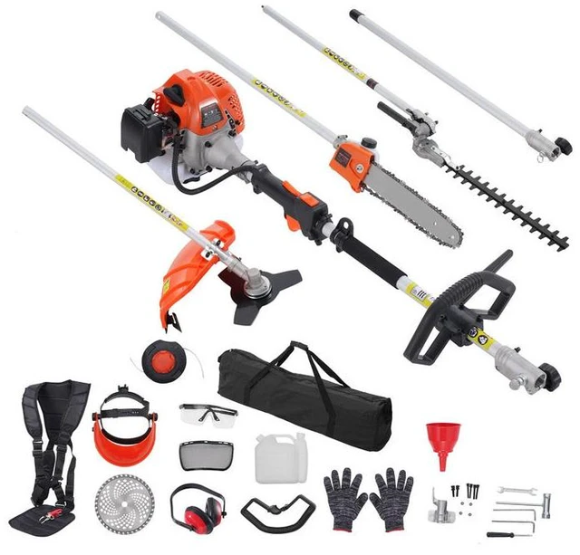 Alt view image 8 of 8 - 43CC 6-in-1 Multi-Functional Trimming Tools, Gas Hedge Trimmer, Weed Eater, String Trimmer, Brush Cutter, Edger, Pole Saw Chainsaw Pruner with Extension Pole