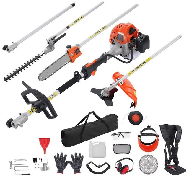 Alt view image 8 of 8 - 33CC 6-in-1 Multi-Functional Trimming Tools, Gas Hedge Trimmer, Weed Eater, String Trimmer, Brush Cutter, Edger, Pole Saw Chainsaw Pruner with Extension Pole