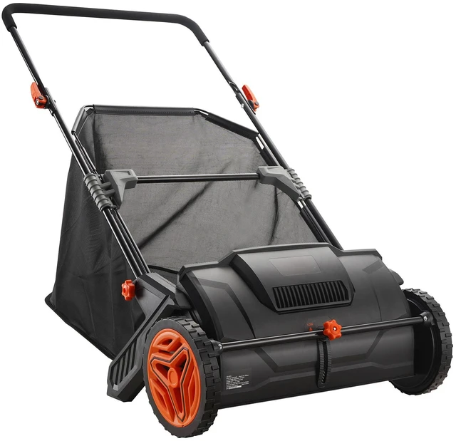 Alt view image 8 of 8 - Push Lawn Sweeper, 21inch Leaf & Grass Collector, Strong Plastic Wheels & Heavy Duty Thickened Steel Durable to Use with Large Capacity 3.5 cu. ft. Mesh Collection Hopper Bag, 2 Spinning Brushes