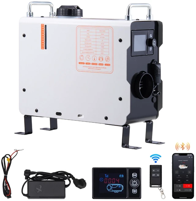 Alt view image 15 of 15 - VEVOR Diesel Air Heater 12V/24V 2KW Bluetooth APP Remote Control for Outdoors