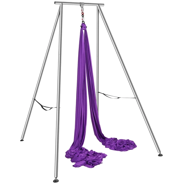Alt view image 8 of 8 - Aerial Yoga Frame & Yoga Hammock, 9.67 ft Height Professional Yoga Swing Stand Comes with 13.1 Yards Aerial Hammock, Max 551.15 lbs Load Capacity Yoga Rig for Indoor Outdoor Aerial Yoga, Purple