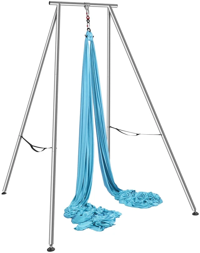 Alt view image 8 of 8 - Aerial Yoga Frame & Yoga Hammock, 9.67 ft Height Professional Yoga Swing Stand Comes with 13.1 Yards Aerial Hammock, Max 551.15 lbs Load Capacity Yoga Rig for Indoor Outdoor Aerial Yoga, Blue