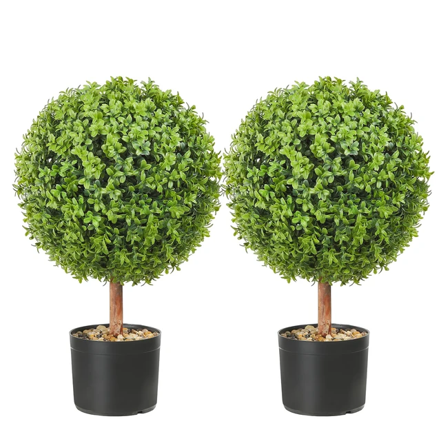 Alt view image 15 of 15 - 2x Artificial Boxwood Ball Ø40,6cm Garden Deco Boxwood in Flowerpot Ball Artificial Boxwood Ball Artificial Plant made of PE, Wood, PP incl. 4 pcs. Decorative butterflies and 10 pcs. Replacement