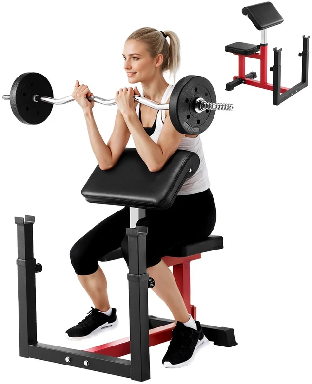 Alt view image 8 of 8 - Weight Bench with Leg Extension, Strength Training Benches, Max load 440 LBS Home Gym Bench Fitness Equipment, Seated Arm Isolated Barbell Dumbbell Bicep Station, Workout Bench for Home Gym