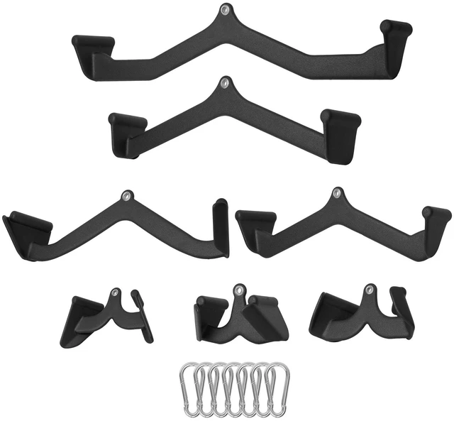 Alt view image 9 of 9 - LAT Pulldown Attachments, Cable Machine Rowing T-bar V-bar 7 Set, Tricep Pull Down Bar, Back Strength Training Rubber Coated Handle Grip, Bicep Curl Tricep Lat Pulldown Bar for Home Gym Fitness