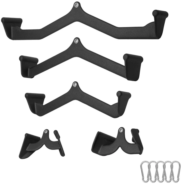 Alt view image 9 of 9 - LAT Pulldown Attachments, Cable Machine Rowing T-bar V-bar 5 Set, Tricep Pull Down Bar, Back Strength Training Rubber Coated Handle Grip, Bicep Curl Tricep Lat Pulldown Bar for Home Gym Fitness