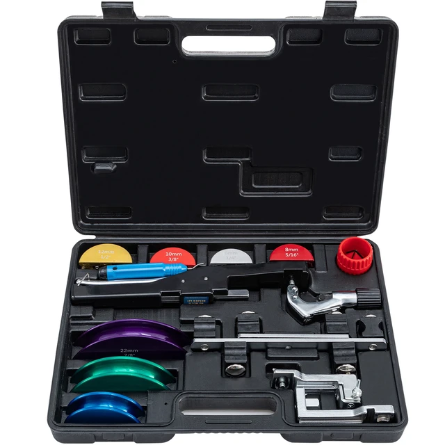 Alt view image 16 of 16 - Copper Pipe Bender, 7 Colorful Dies 1/4-7/8 inch 90 Degrees Forward and Reverse Bending, 6-22 mm for Copper & Aluminum Tubes with Reverse Bend Attachment