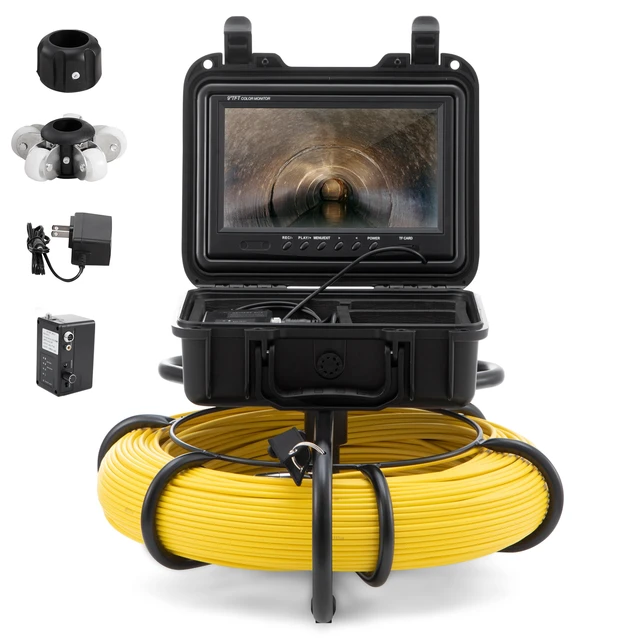 Alt view image 11 of 11 - Sewer Camera, 393 ft/120 m, 9" Screen Pipeline Inspection Camera with DVR Function, Waterproof IP68 Camera with 12 Adjustable LEDs, with a 16 GB SD Card, for Sewer Line, Home, Duct Drain Pipe