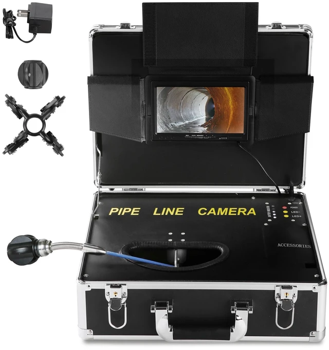 Alt view image 8 of 8 - Sewer Camera, 100 ft/30 m, 7" Screen Pipeline Inspection Camera with DVR Function, Waterproof IP68 Camera, 12 pcs Adjustable LEDs, with a 16 GB SD Card for Sewer Line, Duct Drain Pipe Plumbing