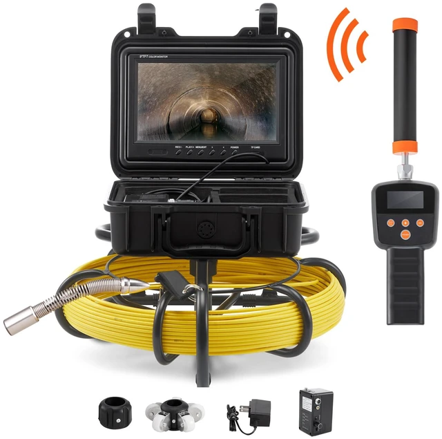 Alt view image 11 of 11 - VEVOR Sewer Camera Pipe Inspection Camera w/ 512hz Sonde 9in 720p Screen 164 ft