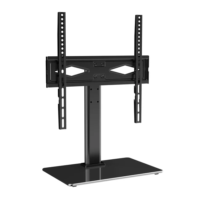 Alt view image 8 of 8 - TV Stand Mount, Swivel Universal TV Stand for 32 to 55 inch TVs, Height Adjustable Portable Floor TV Stand with Tempered Glass Base for Bedroom, Living Room