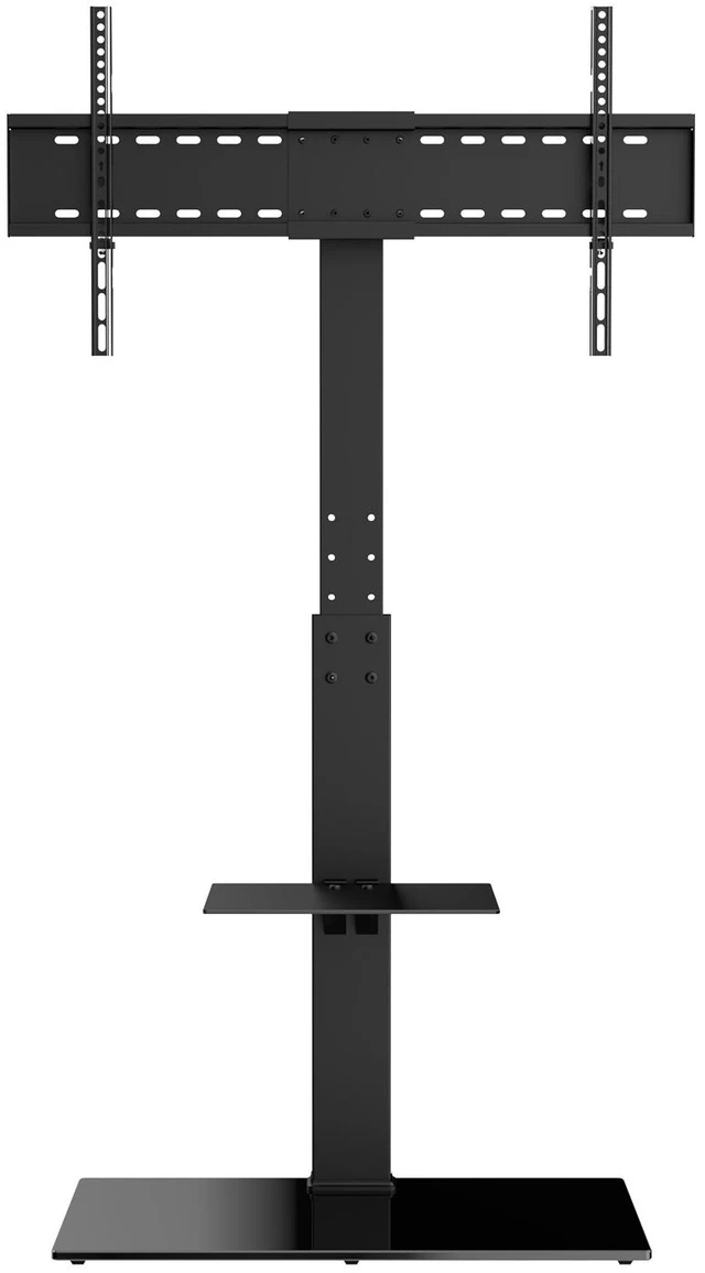 Alt view image 8 of 8 - TV Stand Mount, Swivel Tall TV Stand for 32 to 85 inch TVs, Height Adjustable Portable Floor TV Stand with Tempered Glass Base for Bedroom, Living Room