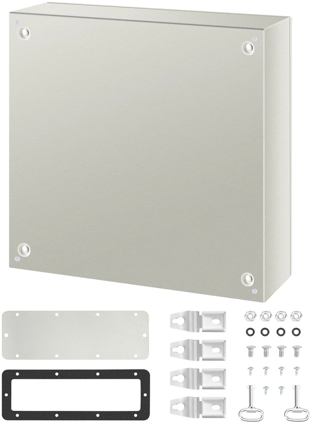 Alt view image 8 of 8 - NEMA Steel Case, 24x24x8'' NEMA 4X Metal Electric Enclosure, IP66 Water & Dust Resistant, Suitable for Both Outdoor & Indoor Use, Includes Mounting Plate