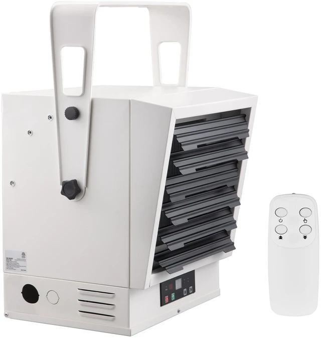 Alt view image 9 of 9 - Electric Garage Heater, 10000-Watt Digital Fan-Forced Wall/Ceiling Mount Shop Heater, with Remote Control Overheat Protection, Hardwired Heater with 9-Hour Timer, Ideal for Workshop, ETL Listed