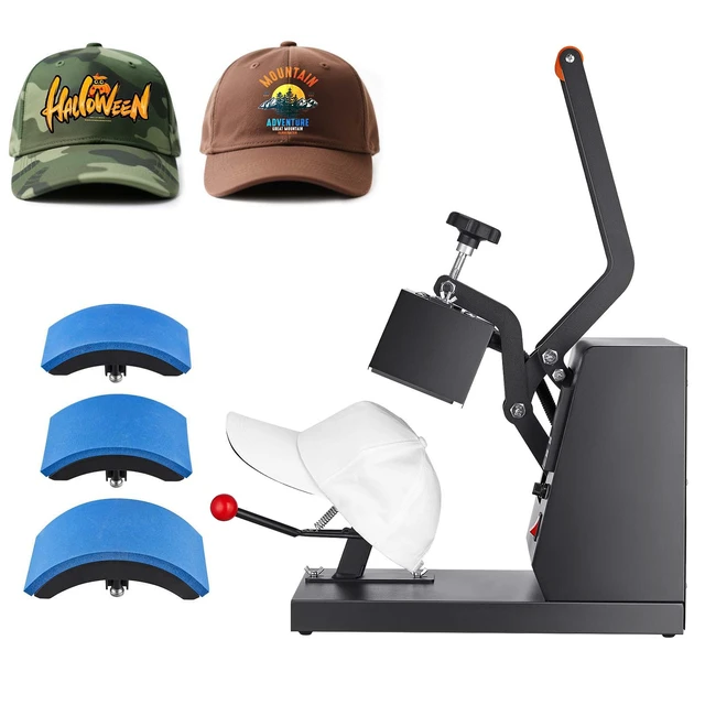 Alt view image 8 of 8 - Hat Heat Press, 4-in-1 Cap Heat Press Machine, 6 x 3in Clamshell Sublimation Transfer, LCD Digital Timer Temperature Control with 4pcs Curved Heating Elements (6x3/6.7x2.7/6.7x2.7/8.1x3.5)