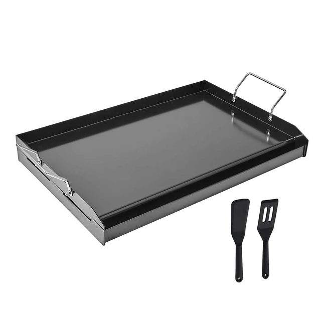 Alt view image 8 of 8 - Carbon Steel Griddle, 24x16 inch Universal Flat Top Rectangular Plate, Gas Grill Griddle for BBQ Grill, Teppanyaki, Portable Family Cookware with Handle, for Camping Tailgating Party