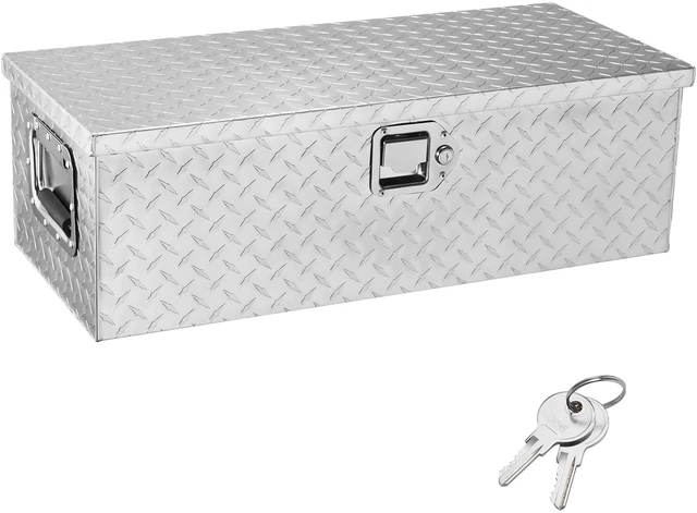 Alt view image 8 of 8 - Heavy Duty Aluminum Truck Bed Tool Box, Diamond Plate Tool Box with Side Handle and Lock Keys, Storage Tool Box Chest Box Organizer for Pickup, Truck Bed, RV, Trailer, 30"x13"x9.6", Silver