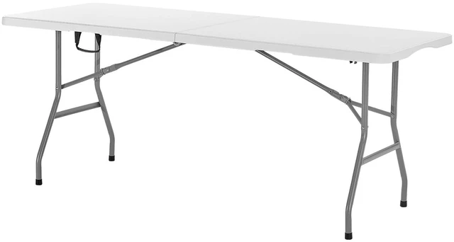 Alt view image 8 of 9 - Folding Table, 6 Ft Heavy Duty Portable Fold-in-Half Utility Table, Indoor Outdoor Plastic Rectangle Table with Built in Handle, for Party, Dining, Wedding, Events, Picnic, Camping, White