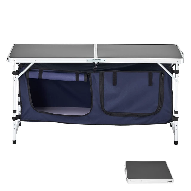 Alt view image 8 of 8 - VEVOR Camping Kitchen Table Folding Portable Cook Station 3 Adjustable Height Aluminum