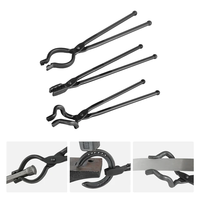 Alt view image 15 of 15 - VEVOR Blacksmith Tongs, 18 3 PCS, V-Bit Bolt Tongs, Wolf Jaw Tongs and Z V-Bit Tongs, Carbon Steel Forge Tongs with A3 Steel Rivets, for Beginner and Seasoned Blacksmiths, Bladesmiths and Craftsmen