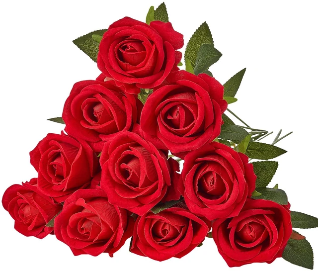 Alt view image 8 of 8 - Artificial Flowers, 500 pcs Real Looking Red Foam Fake Roses Bulk, Faux Red Bridal Shower with Stems for DIY Wedding Bouquets, Home Centerpieces Arrangements, Party Tables Decorations