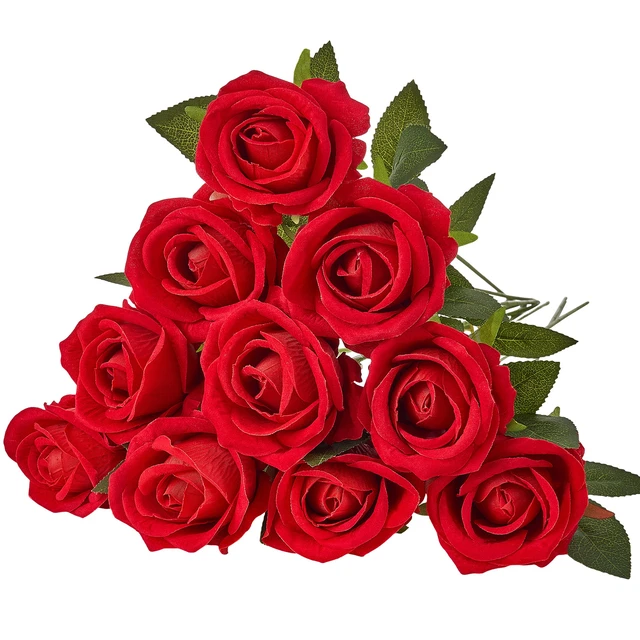 Alt view image 8 of 8 - Artificial Flowers, 60 pcs Real Looking Red Foam Fake Roses Bulk, Faux Red Bridal Shower with Stems for DIY Wedding Bouquets, Home Centerpieces Arrangements, Party Tables Decorations