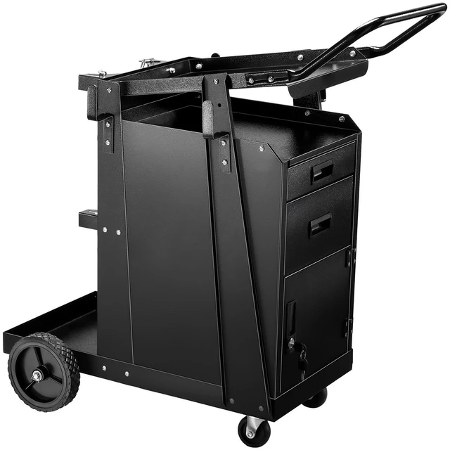 Alt view image 8 of 8 - Welding Cart, 2 Drawers Welder Cart Heavy Duty with Anti-Theft Lockable Cabinet, 350LBS Static Weight Capacity, 360° Swivel Wheels, Tank Storage Safety Chains for MIG TIG Welder, Plasma Cutter