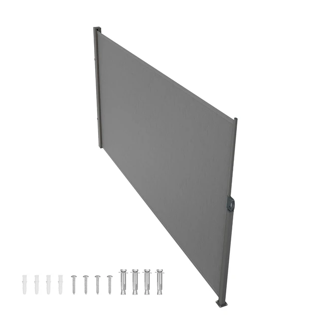 Alt view image 8 of 8 - Retractable Side Awning, 71''x 138'' Outdoor Privacy Screen, 180g Polyester Water-proof Retractable Patio Screen, UV 30+ Room Divider Wind Screen for Patio, Backyard, Balcony, Gray