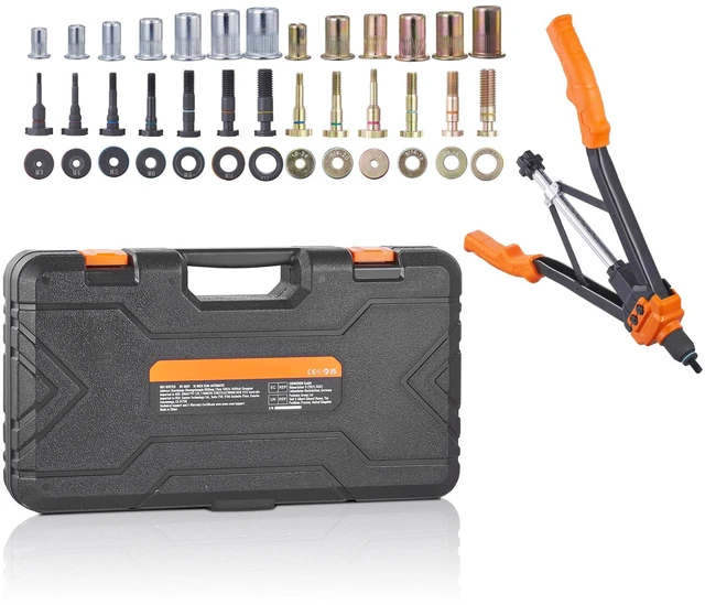 Alt view image 15 of 15 - Rivet Nut Tool, 16 inch Rivnut Tool Kit with 13PCS Metric and SAE Mandrels, 186PCS Rivet Nuts, Semi-auto Retraction, M3, M4, M5, M6, M8, M10, M12, 1/4-20, 5/16-18, 3/8-16, 1/2-13, 8-32, 10-24