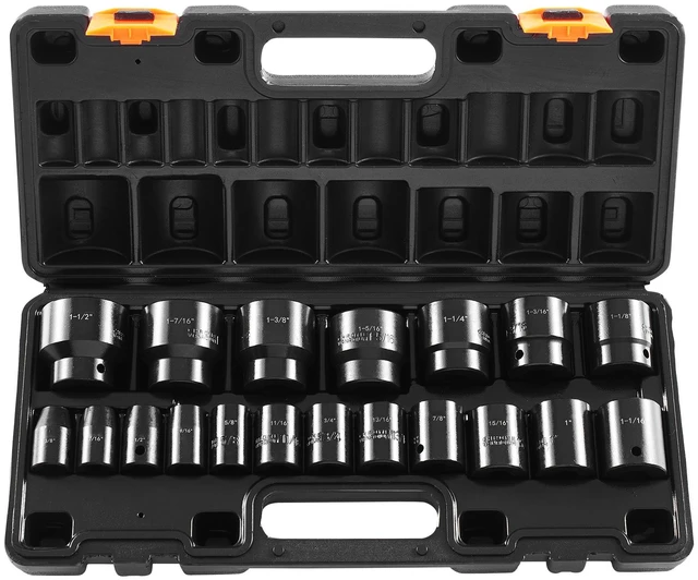 Alt view image 8 of 8 - Impact Socket Set 1/2 Inches 19 Piece Impact Sockets, Standard Socket Assortment, 1/2 Inches Drive Socket Set Impact Standard SAE (3/8 Inches to 1-1/2 Inches) 6-point Hex Sockets