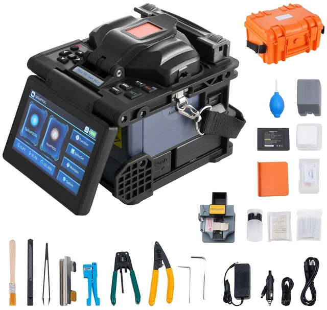 Alt view image 8 of 8 - VEVOR Fiber Fusion Splicer 6 Motors Core Alignment with 6s Splicing 13s Heating