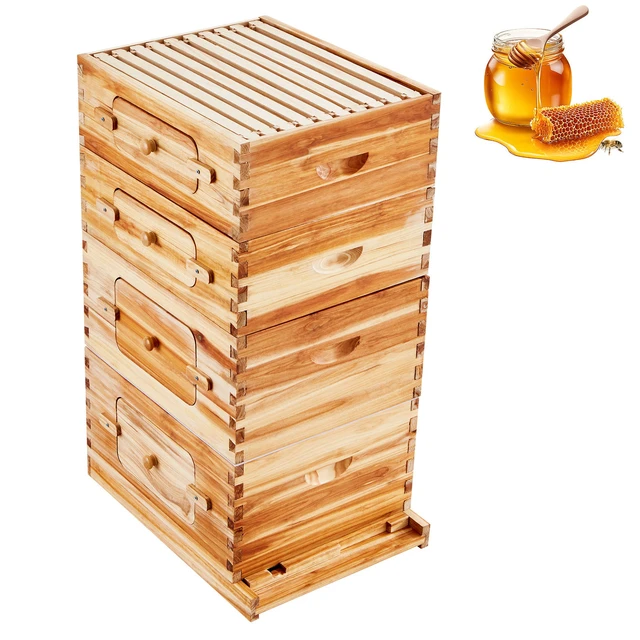 Alt view image 8 of 8 - VEVOR Bee Hive 40 Frame Bee Hives Starter Kit, Beeswax Coated Cedar Wood, 2 Deep + 2 Medium Bee Boxes Langstroth Beehive Kit, Transparent Acrylic Windows with Foundations for Beginners Pro Beekeepers