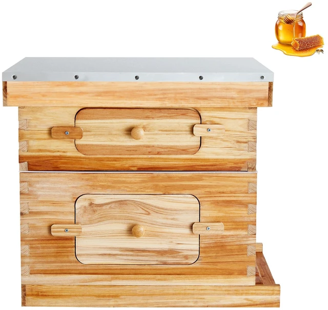 Alt view image 16 of 16 - VEVOR Bee Hive 20 Frame Bee Hives Starter Kit, Beeswax Coated Cedar Wood, 1 Deep + 1 Medium Bee Boxes Langstroth Beehive Kit, Transparent Acrylic Windows with Foundations for Beginners Pro Beekeepers