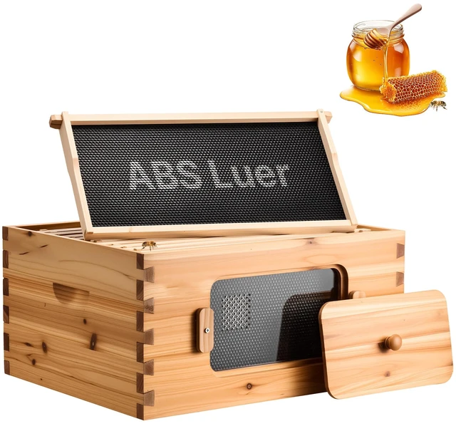 Alt view image 15 of 15 - VEVOR Bee Hive Deep Box Starter Kit, 100% Beeswax Coated Natural Cedar Wood, Langstroth Beehive Kit with 10 Frames and Foundations, Transparent Acrylic Bee Windows for Beginners and Pro Beekeepers
