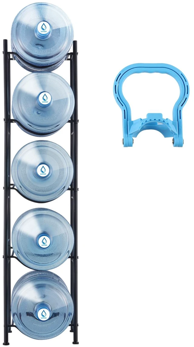 Alt view image 8 of 8 - VEVOR 5 Tiers Water Jug Holder Single Row Water Bottle Rack for 5 Bottles Black
