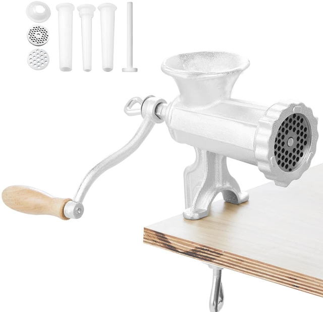 Alt view image 15 of 15 - Manual Meat Grinder, Heavy Duty Cast Iron Hand Meat Grinder with Steel Table Clamp, Meat Mincer Sausage Maker with 1 Cutting Blade, 2 Cutting Plates, 3 Sausage Tubes for Beef Pepper Mushroom