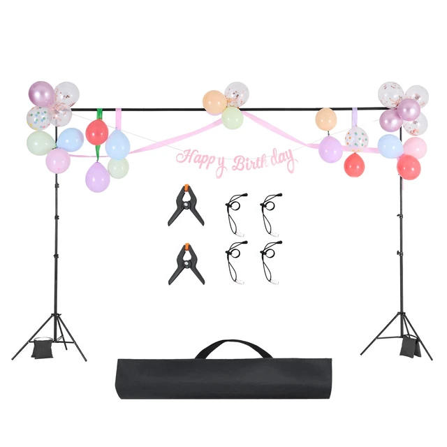 Alt view image 8 of 8 - Backdrop Stand, 10 x 10 ft Adjustable Photo Backdrop Stand Kit, Portable Background Backdrop Stand with 4 Crossbars, Heavy Duty Projector Screen Stand, for Wedding, Photo Video Studio & Party