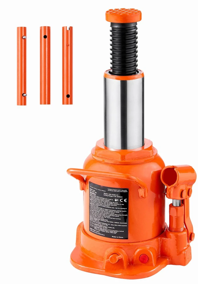 Alt view image 9 of 9 - Vevor Hydraulic Bottle Jack, 20 Ton/44092 lbs Welded Bottle Jack with 6.69''-12.6'' Lifting Range & 3-Section Long Handle, for Car, Pickup, Truck, RV, Auto Repair, Industrial Engineering