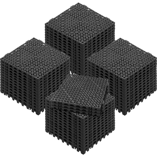 Alt view image 9 of 15 - Interlocking Tile 55PCS Black, Drainage Tiles 12" x 12" Splicing, Soft PVC Interlocking Drainage Floor Tiles, Non-Slip Drainage Holes for Restroom, Bathroom, Kitchen, Pool, Wet Areas