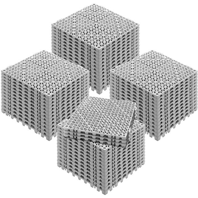 Alt view image 10 of 10 - Interlocking Tile 55PCS Grey, Drainage Tiles 12" x 12"x 0.6 Splicing, Soft PVC Interlocking Floor Tiles, Non-Slip Drainage Holes for Restroom, Bathroom, Kitchen, Pool, Wet Area