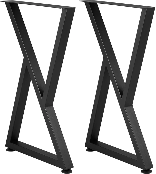 Alt view image 8 of 8 - Metal Table Legs, 28x18 inch Desk Legs, Set of 2, Heavy Duty Bench Legs, Z Shape Metal Furniture Legs, Wrought Iron Coffee Table Legs, Home DIY for Dining Table with Rubber Floor Protectors, Mat