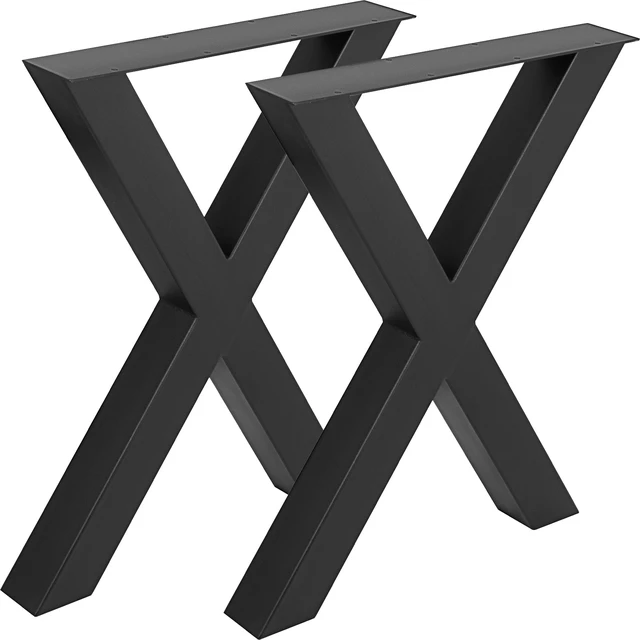 Alt view image 8 of 8 - Set of 2 Steel Table Legs, 28\'\'Height 31\'\'Wide Dining Table Legs, Heavy Duty 3.1\" Square Box Section X Frame Table Legs, 28x31x3.1 Inch Black Color Industrial Country Style Metal Dining Leg
