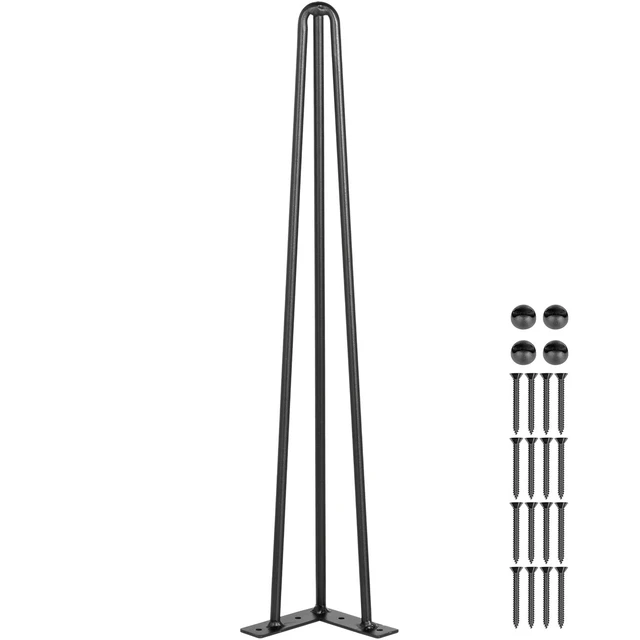 Alt view image 9 of 9 - Hairpin Table Legs 26\" Black Set of 4 Desk Legs 880lbs Load Capacity (Each 220lbs) Hairpin Desk Legs 3 Rods for Bench Desk Dining End Table Chairs Carbon Steel DIY Heavy Duty Furniture Legs