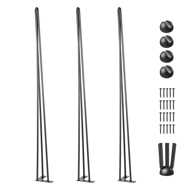 Alt view image 9 of 9 - Hairpin Table Legs 40\" Black Set of 4 Desk Legs 880lbs Load Capacity (Each 220lbs) Hairpin Desk Legs 3 Rods for Bench Desk Dining End Table Chairs Carbon Steel DIY Heavy Duty Furniture Legs